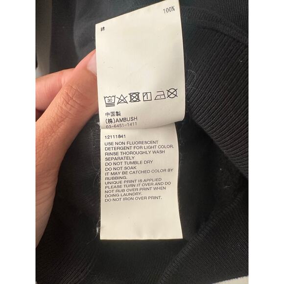 AMBUSH BLACK '19 LOGO Black Crewneck Sweatshirt Size 2 - Picture 7 of 7